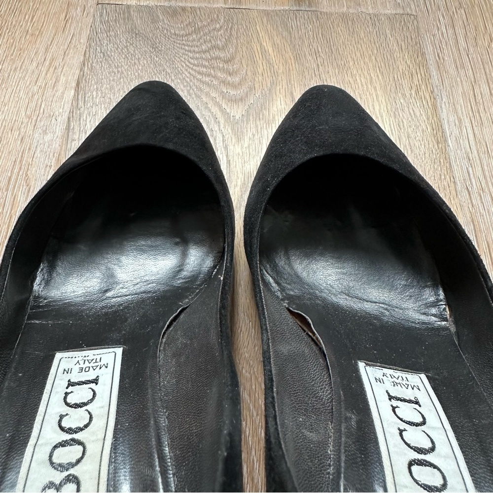Vintage 80's Bocci Black Suede Pumps Shoes Made In Italy - Size 37.5 EU - Picture 5 of 16